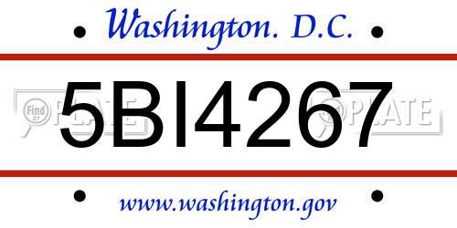 5BI4267 District Of Columbia License Plate