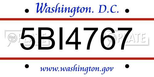 5BI4767 District Of Columbia License Plate
