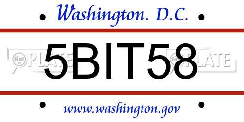 5BIT58 District Of Columbia License Plate