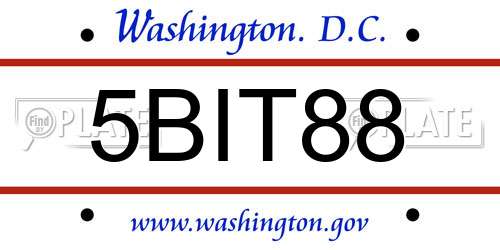 5BIT88 District Of Columbia License Plate