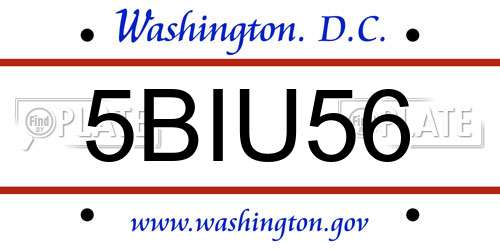 5BIU56 District Of Columbia License Plate