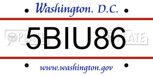 5BIU86 District Of Columbia License Plate