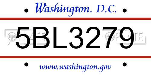 5BL3279 District Of Columbia License Plate