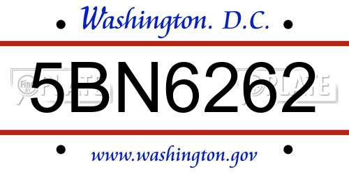 5BN6262 District Of Columbia License Plate