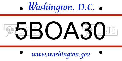 5BOA30 District Of Columbia License Plate