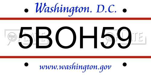 5BOH59 District Of Columbia License Plate