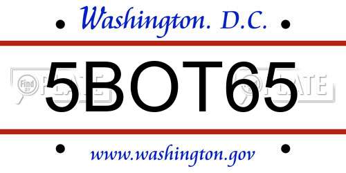 5BOT65 District Of Columbia License Plate