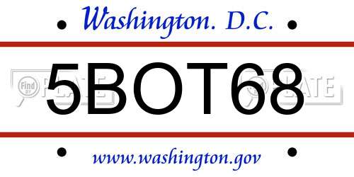 5BOT68 District Of Columbia License Plate