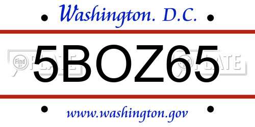 5BOZ65 District Of Columbia License Plate