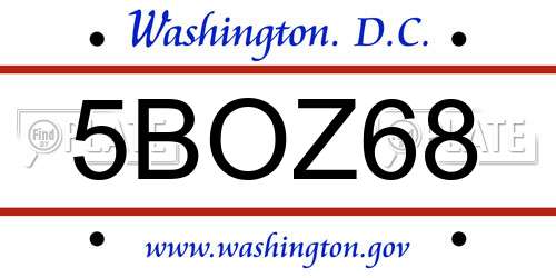 5BOZ68 District Of Columbia License Plate