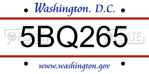 5BQ265 District Of Columbia License Plate