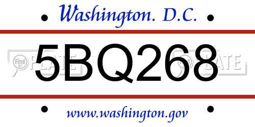 5BQ268 District Of Columbia License Plate