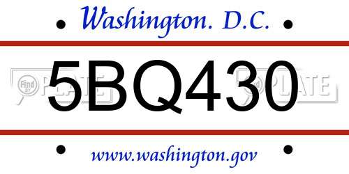 5BQ430 District Of Columbia License Plate