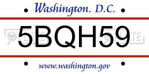 5BQH59 District Of Columbia License Plate