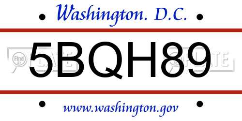 5BQH89 District Of Columbia License Plate