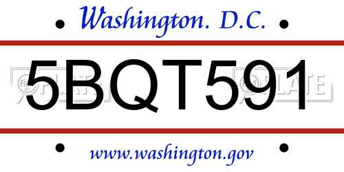 5BQT591 District Of Columbia License Plate
