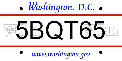 5BQT65 District Of Columbia License Plate