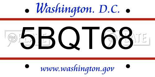 5BQT68 District Of Columbia License Plate