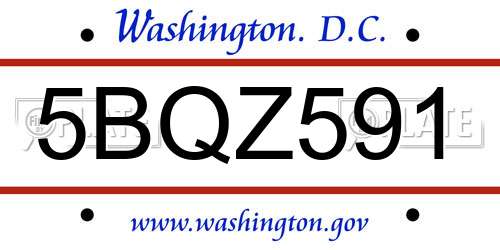 5BQZ591 District Of Columbia License Plate