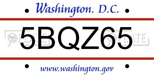 5BQZ65 District Of Columbia License Plate