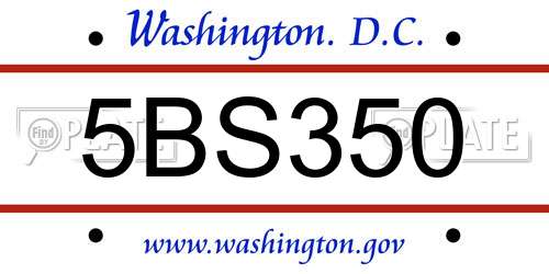 5BS350 District Of Columbia License Plate