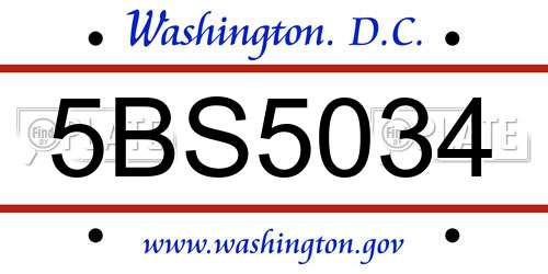 5BS5034 District Of Columbia License Plate