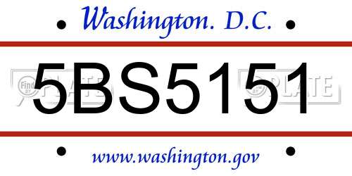 5BS5151 District Of Columbia License Plate
