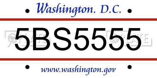 5BS5555 District Of Columbia License Plate