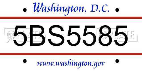 5BS5585 District Of Columbia License Plate