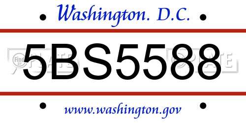 5BS5588 District Of Columbia License Plate