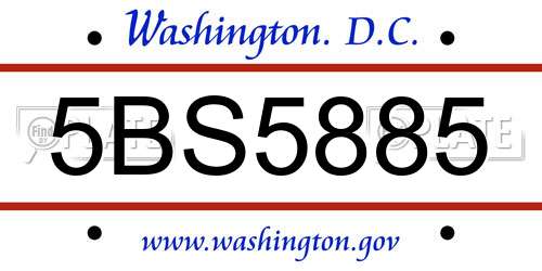 5BS5885 District Of Columbia License Plate