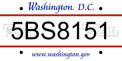 5BS8151 District Of Columbia License Plate
