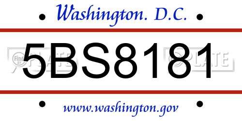 5BS8181 District Of Columbia License Plate