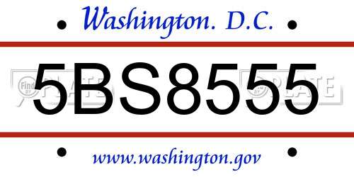 5BS8555 District Of Columbia License Plate