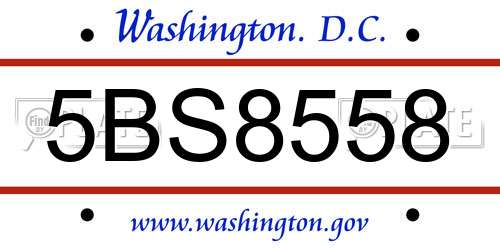 5BS8558 District Of Columbia License Plate
