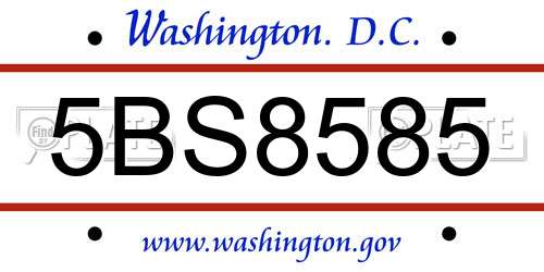 5BS8585 District Of Columbia License Plate