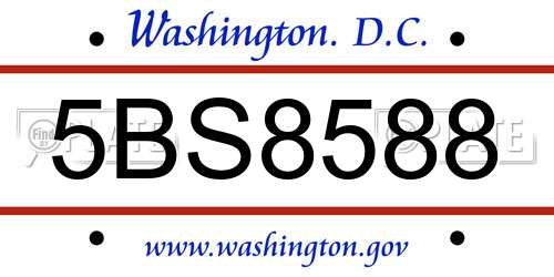 5BS8588 District Of Columbia License Plate