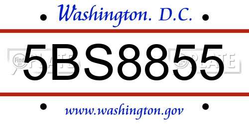 5BS8855 District Of Columbia License Plate