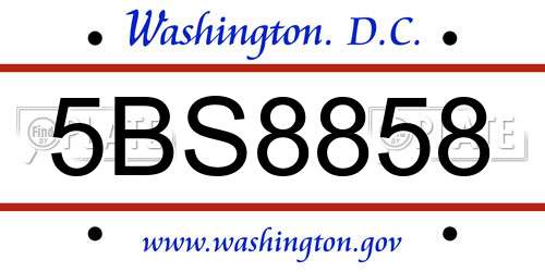 5BS8858 District Of Columbia License Plate