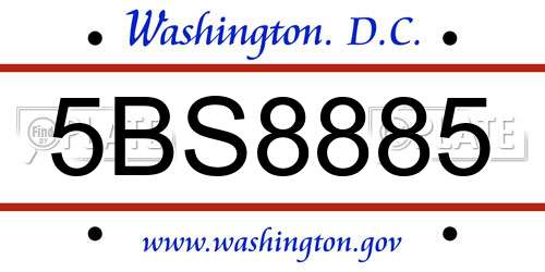 5BS8885 District Of Columbia License Plate