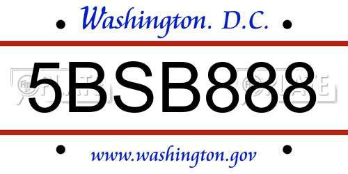 5BSB888 District Of Columbia License Plate