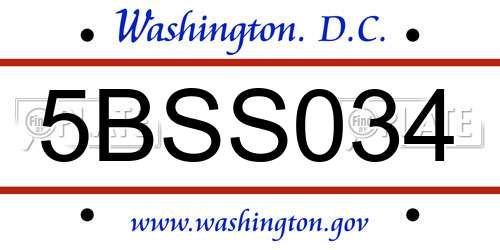 5BSS034 District Of Columbia License Plate