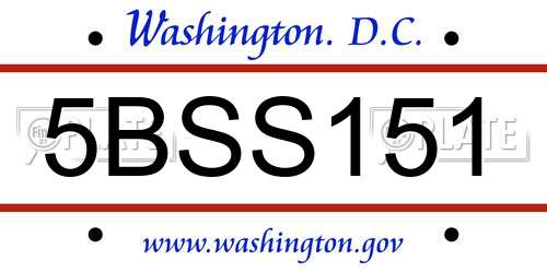 5BSS151 District Of Columbia License Plate