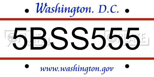 5BSS555 District Of Columbia License Plate