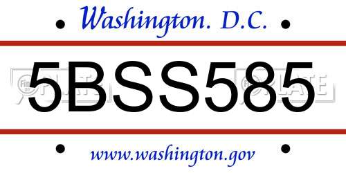5BSS585 District Of Columbia License Plate