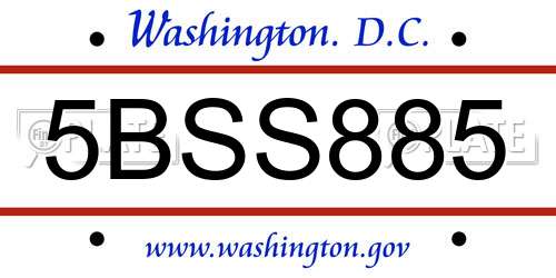 5BSS885 District Of Columbia License Plate