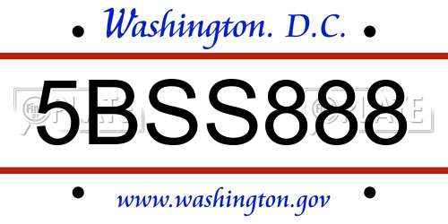 5BSS888 District Of Columbia License Plate