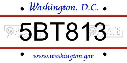 5BT813 District Of Columbia License Plate