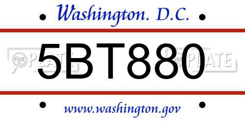 5BT880 District Of Columbia License Plate