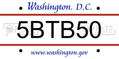 5BTB50 District Of Columbia License Plate